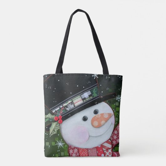 Patchwork Snowman Canvas tas (Achterkant)