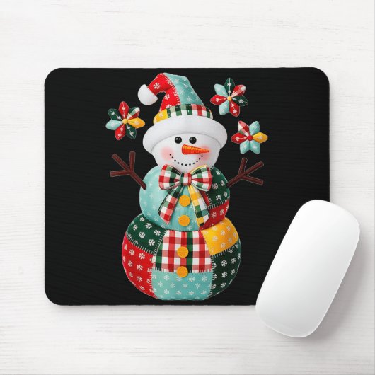 Patchwork Snowman Christmas Preppy Cute Xmas Men W Muismat (Met muis)