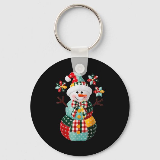 Patchwork Snowman Christmas Preppy Cute Xmas Men W Sleutelhanger (Voorkant)