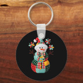 Patchwork Snowman Christmas Preppy Cute Xmas Men W Sleutelhanger (Voorkant)