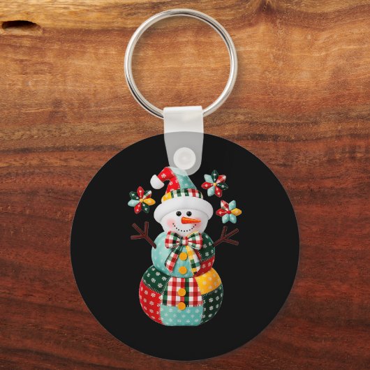 Patchwork Snowman Christmas Preppy Cute Xmas Men W Sleutelhanger (Voorkant)