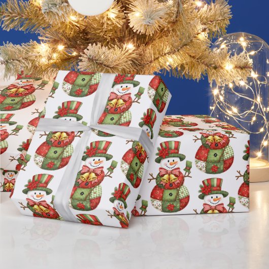 Patchwork Snowman Kerstmis Cadeaupapier (Feestdagen)