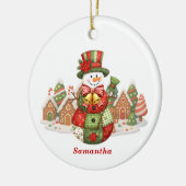 Patchwork Snowman Kerstmis Keramisch Ornament (Links)