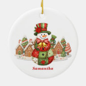 Patchwork Snowman Kerstmis Keramisch Ornament (Achterkant)