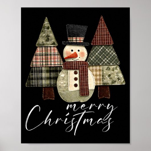 Patchwork Snowman,patchwork Christmas Tree Funny G Poster (Voorkant)