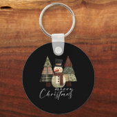 Patchwork Snowman,patchwork Christmas Tree Funny G Sleutelhanger (Voorkant)