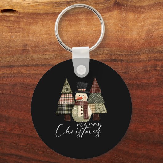 Patchwork Snowman,patchwork Christmas Tree Funny G Sleutelhanger (Voorkant)