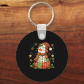 Patchwork Snowman Preppy Girly Christmas Xmas Holi Sleutelhanger (Voorkant)