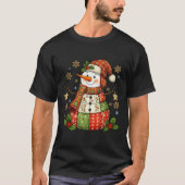 Patchwork Snowman Preppy Girly Christmas Xmas Holi T-shirt (Voorkant)