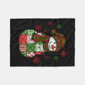 Patchwork Snowman, Retro Funny Christmas Fleece Deken (Voorkant (Horizontaal))