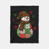 Patchwork Snowman, Retro Funny Christmas Fleece Deken (Voorkant)