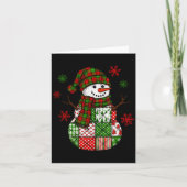 Patchwork Snowman, Retro Funny Christmas  Kaart (Voorkant)