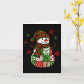 Patchwork Snowman, Retro Funny Christmas  Kaart (Gele Bloem)