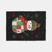 Patchwork Snowman Retro Funny Christmas Snowman Ho Fleece Deken (Voorkant (Horizontaal))