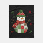 Patchwork Snowman Retro Funny Christmas Snowman Ho Fleece Deken (Voorkant)