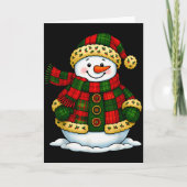 Patchwork Snowman Retro Funny Christmas Snowman Ho Kaart (Voorkant)