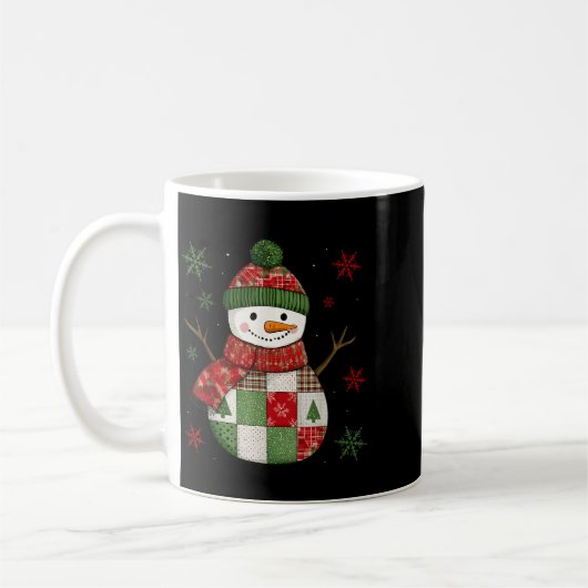 Patchwork Snowman Retro Funny Christmas Snowman Ho Koffiemok (Links)