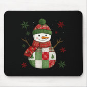 Patchwork Snowman Retro Funny Christmas Snowman Ho Muismat (Voorkant)