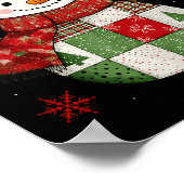 Patchwork Snowman Retro Funny Christmas Snowman Ho Poster (Hoek)