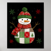 Patchwork Snowman Retro Funny Christmas Snowman Ho Poster (Voorkant)