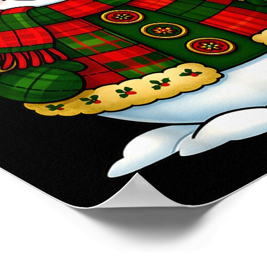 Patchwork Snowman Retro Funny Christmas Snowman Ho Poster (Hoek)