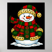 Patchwork Snowman Retro Funny Christmas Snowman Ho Poster (Voorkant)