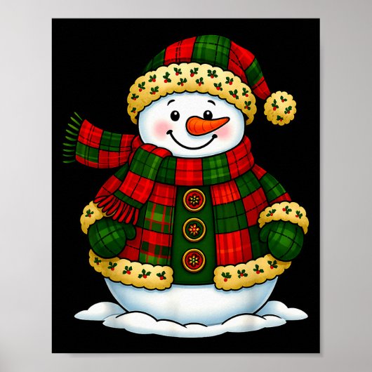 Patchwork Snowman Retro Funny Christmas Snowman Ho Poster (Voorkant)