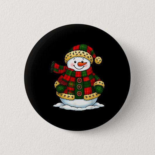 Patchwork Snowman Retro Funny Christmas Snowman Ho Ronde Button 5,7 Cm (Voorkant)