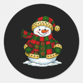 Patchwork Snowman Retro Funny Christmas Snowman Ho Ronde Sticker (Voorkant)