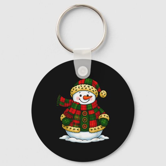 Patchwork Snowman Retro Funny Christmas Snowman Ho Sleutelhanger (Voorkant)