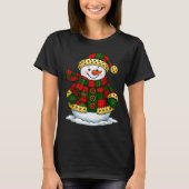 Patchwork Snowman Retro Funny Christmas Snowman Ho T-shirt (Voorkant)