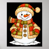 Patchwork Snowman Retro Funny Snowman Holiday Chri Poster (Voorkant)