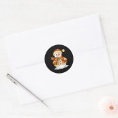 Patchwork Snowman Retro Funny Snowman Holiday Chri Ronde Sticker (Envelop)