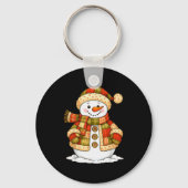 Patchwork Snowman Retro Funny Snowman Holiday Chri Sleutelhanger (Voorkant)