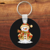 Patchwork Snowman Retro Funny Snowman Holiday Chri Sleutelhanger (Voorkant)