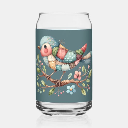 Patchwork Songbird op Blooming Branch Blikvorm Glas (Voorkant)