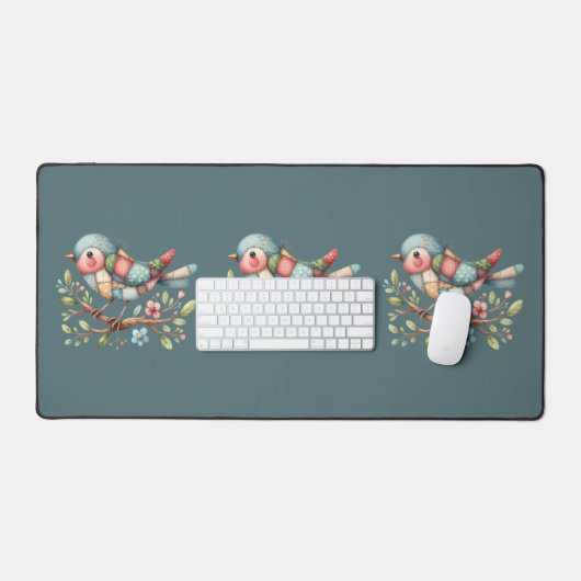 Patchwork Songbird op Blooming Branch Bureaumat (Keyboard & Muis)