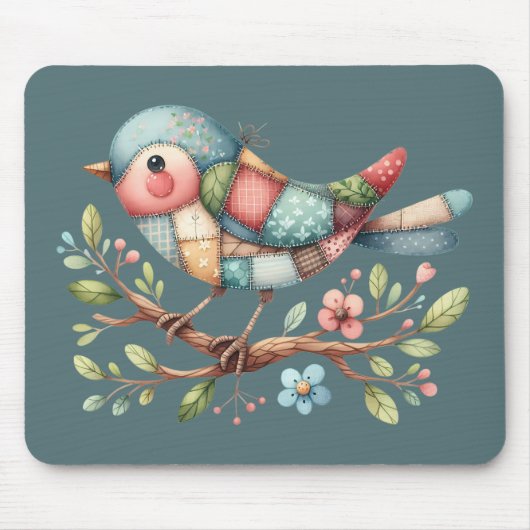 Patchwork Songbird op Blooming Branch Muismat (Voorkant)