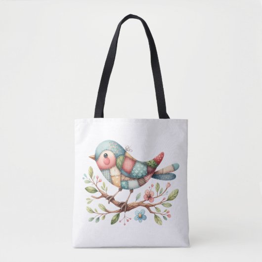 Patchwork Songbird op Blooming Branch Tote Bag (Voorkant)