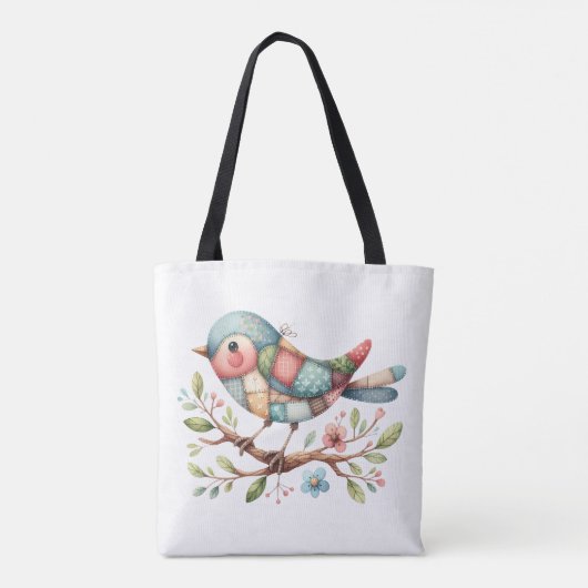 Patchwork Songbird op Blooming Branch Tote Bag (Achterkant)