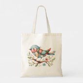 Patchwork Songbird op Blooming Branch Tote Bag (Achterkant)