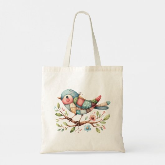 Patchwork Songbird op Blooming Branch Tote Bag (Achterkant)