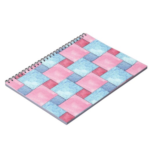 Patchwork Spiral Notitieboek, Pinks, Blues Notitieboek (Linkerzijde)