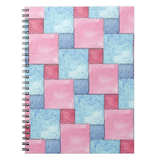 Patchwork Spiral Notitieboek, Pinks, Blues Notitieboek (Voorkant)
