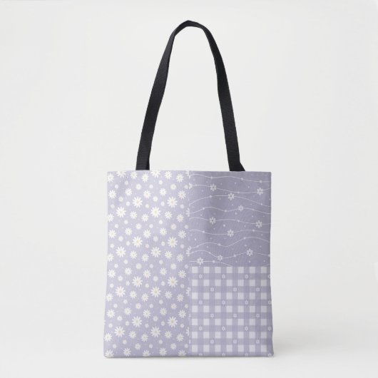 Patchwork Spring Pastel Lavendel Patroon Canvas ta Tote Bag (Voorkant)