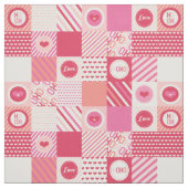 Patchwork Square Love XOXO Pink Hearts Valentijn Stof (Swatch)