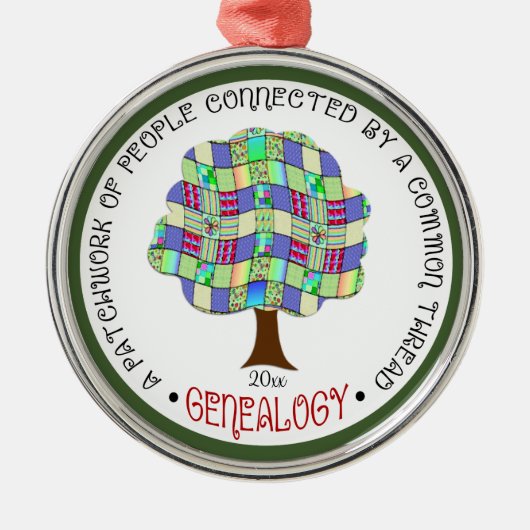 Patchwork stamboom genealogie cadeau elegant metalen ornament (Voorkant)