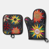 Patchwork Star Quilt Patroon Ovenwant & Pannenlap Set (Voorkant)