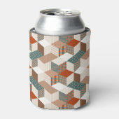 Patchwork Sterren  Bruin Groen Blikjeskoeler (Blikje Voorkant)