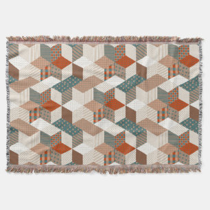 Patchwork Sterren  Bruin Groen Deken